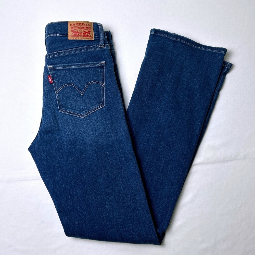 Levis Womens Mid Rise 315 Shaping Bootcut Jeans Size 27/4 Blue Stretch Casual